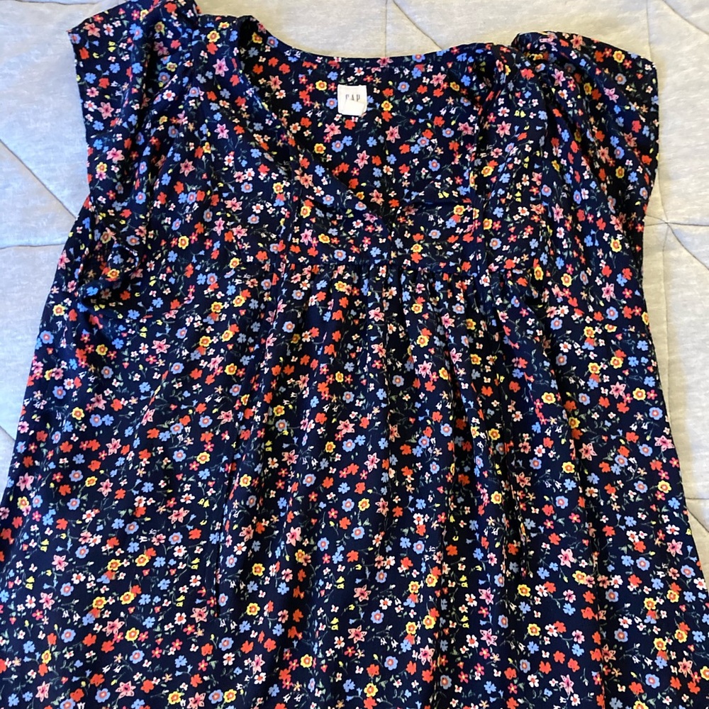 Navy floral blouse